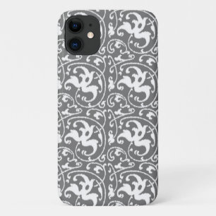 title_seo2 Ikat Floral Damask - Grey / Gray and White