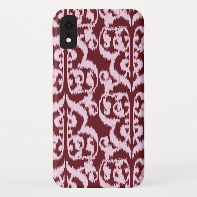 Funda De Case-Mate Para iPhone Ikat Moorish Damask - Borgoña y rosa (Reverso)
