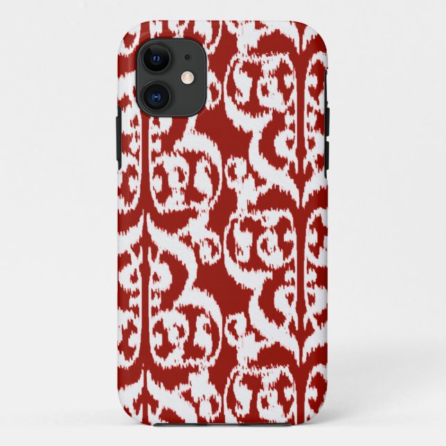 Funda De Case-Mate Para iPhone Ikat Moorish Damask - rojo oscuro y blanco (Reverso)