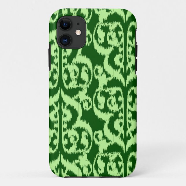 Funda De Case-Mate Para iPhone Ikat Morisco Damasco - pino y verde menta (Reverso)