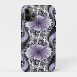 Funda Para iPhone 11 Pro Ilusión de Lila Arte Floral Abstracto Fractal Fant