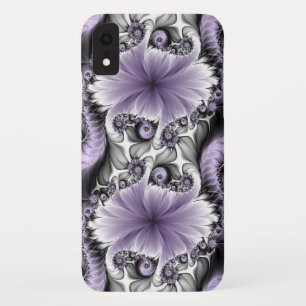 Funda Para iPhone XR Ilusión de Lila Arte Floral Abstracto Fractal Fant