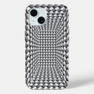 Funda Para iPhone 15 Ilusión de tejida de caja de acero inoxidable