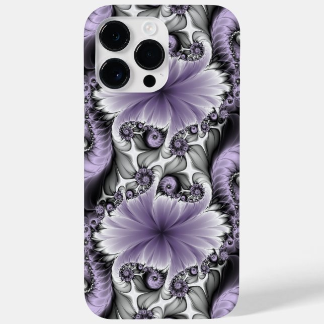 Funda De Case-Mate Para iPhone Ilusión Lilac Resumen Arte Fractal Floral Fantasía (Reverso)