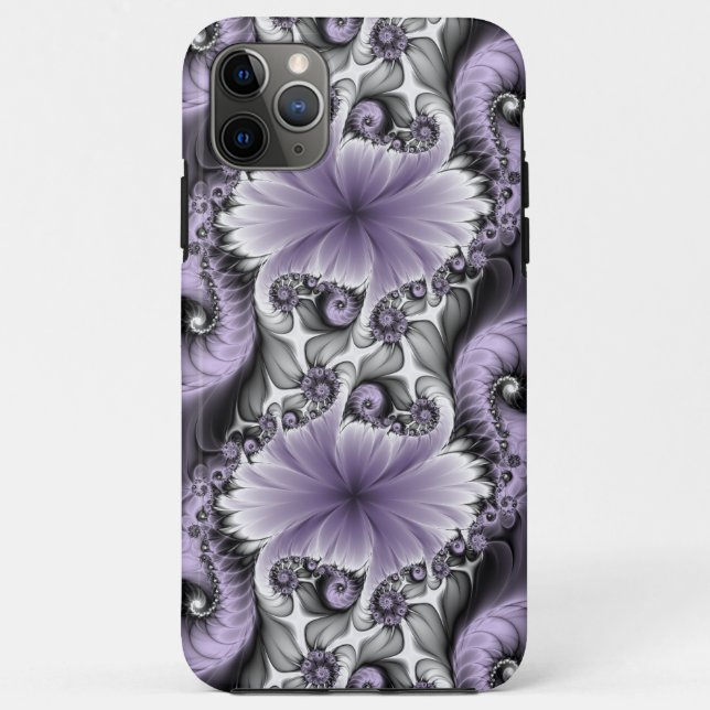 Funda De Case-Mate Para iPhone Ilusión Lilac Resumen Arte Fractal Floral Fantasía (Reverso)