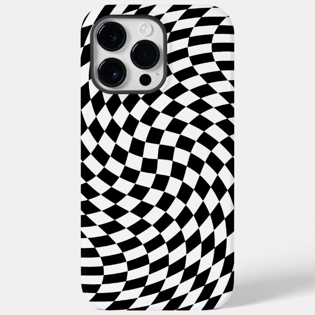 Funda De Case-Mate Para iPhone Ilusión óptica en blanco y negro con control ondul (Reverso )
