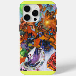 Funda Para iPhone 15 Pro Max Ilustracion acuarela Eros monta Diosa de la Liones