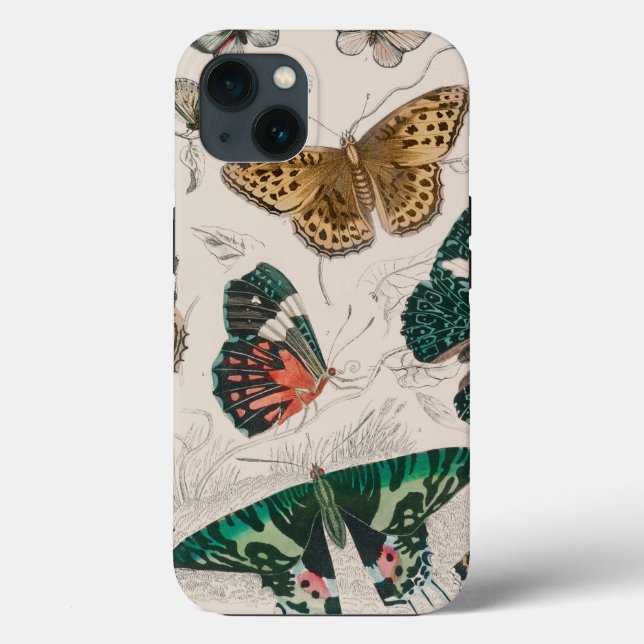 Funda De Case-Mate Para iPhone Ilustración antigua de mariposa: Orfebre de 1820 (Reverso )