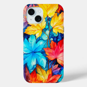 Funda Para iPhone 15 Ilustración artística de hojas de otoño caídas vib