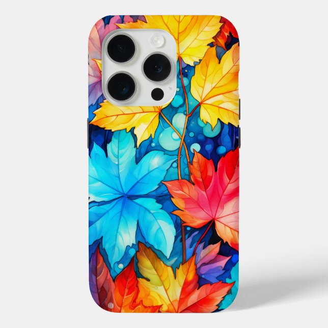 Funda De Case-Mate Para iPhone Ilustración artística de hojas de otoño caídas vib (Reverso )