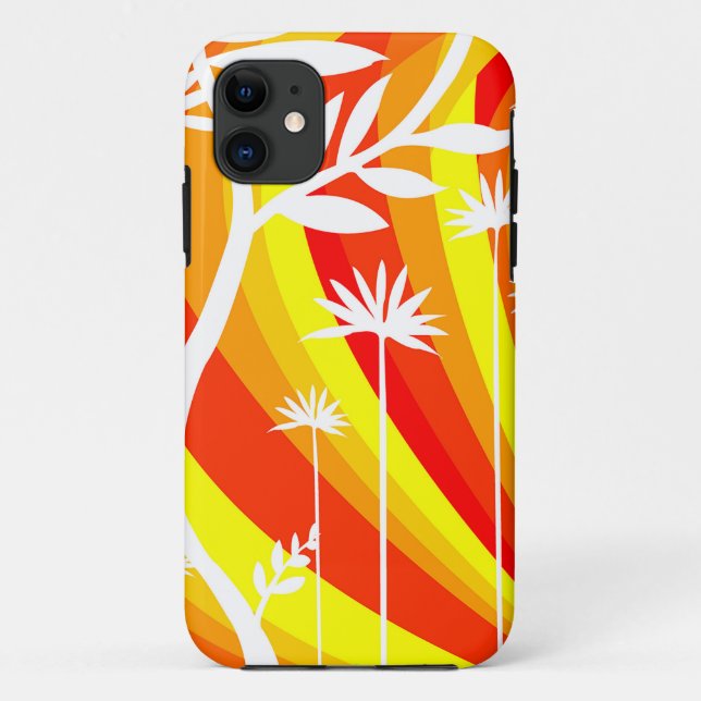 Funda De Case-Mate Para iPhone Ilustracion Botánico Blanco y naranja (Reverso)