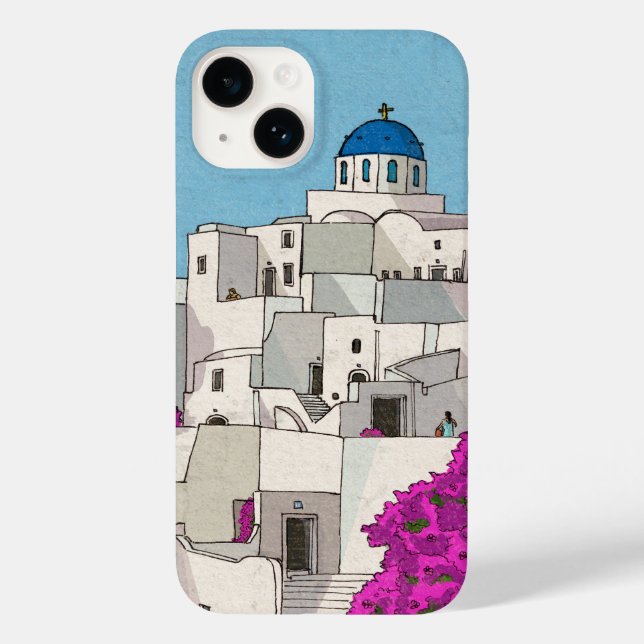 Funda De Case-Mate Para iPhone Ilustracion caprichoso de Oia Santorini Island Gre (Reverso )