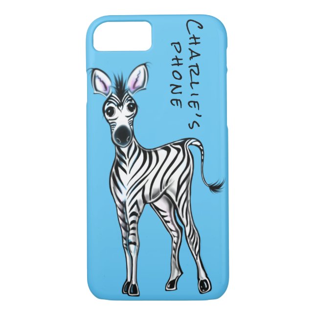 Funda De Case-Mate Para iPhone Ilustracion cebra - azul (Reverso)