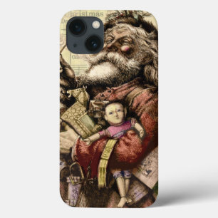 Funda Para iPhone 13 Ilustracion clásico Merry Santa Claus Tree