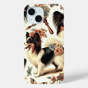 Funda Para iPhone 15 Ilustracion Cute Vintage Papillon Dog