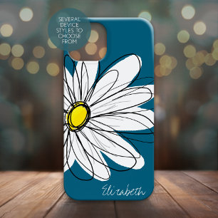 title_seo2 Ilustracion Daisy Floral de moda - azul y amarillo