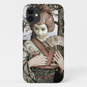 title_seo2 Ilustración de abanico de kimono de geisha vintage
