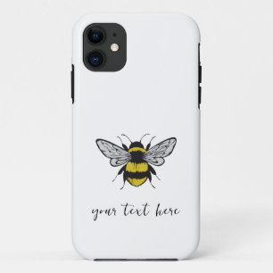 Funda Para iPhone 11 Ilustracion de abejas - agrega tu propio texto