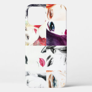 Funda Para iPhone 12 Ilustracion de acuarela de color retrato femenino