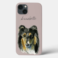 Ilustracion de acuarela de Perro Collie