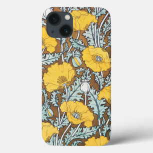 Funda Para iPhone 13 Ilustración de Arte de Amapola Patrón de Flor