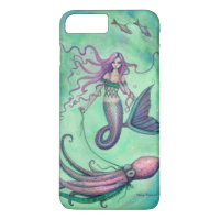 Ilustración de arte de fantasía de sirena y pulpo