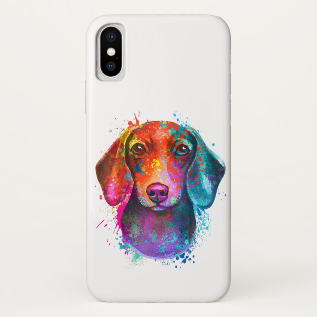 Funda De Case-Mate Para iPhone Ilustracion de arte de perro de Dachshund (Reverso)