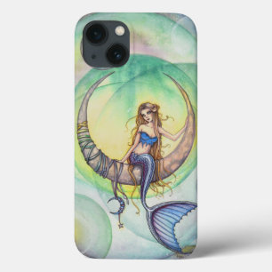 Funda Para iPhone 13 Ilustración de Arte de Sirena de Acuarela de Luna 