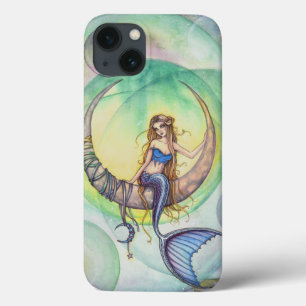 Funda Para iPhone 13 Ilustración de Arte de Sirena de Acuarela de Luna 