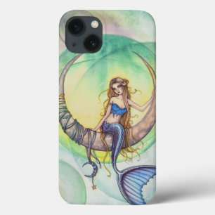 Funda Para iPhone 13 Ilustración de Arte de Sirena de Acuarela de Luna 