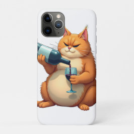 Funda Para iPhone 11 Pro Ilustración de Arte Moderno de Gato Borracho de Lu