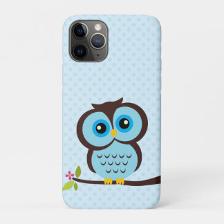 Funda Para iPhone 11 Pro Ilustracion de búho azul adorable