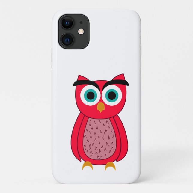 Funda De Case-Mate Para iPhone Ilustración de búho rosa lindo (Reverso)