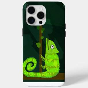 Funda Para iPhone 15 Pro Max Ilustración de camaleón verde lindo Reptil tropica