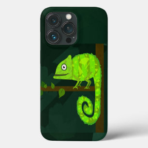 Funda Para iPhone 13 Pro Ilustración de camaleón verde lindo Reptil tropica