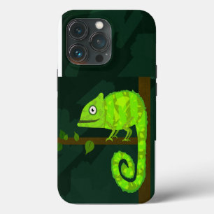 Funda Para iPhone 13 Pro Ilustración de camaleón verde lindo Reptil tropica