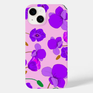 Funda Para iPhone 14 De Case-Mate Ilustracion de campo Papaver color rosa morado