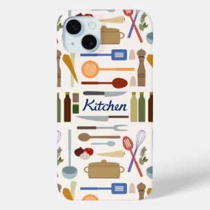 Funda Para iPhone 15 Mini Ilustracion de cocina + Color del patrón de tipo