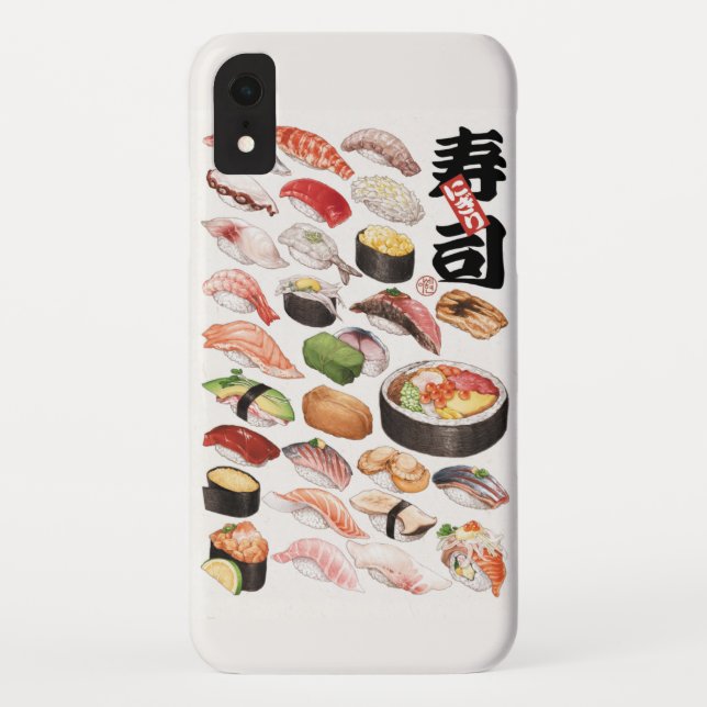 Funda De Case-Mate Para iPhone Ilustracion de comida japonesa de sushi (Reverso)