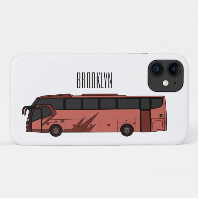 Funda De Case-Mate Para iPhone Ilustración de dibujos animados de autobús (Reverso (horizontal))