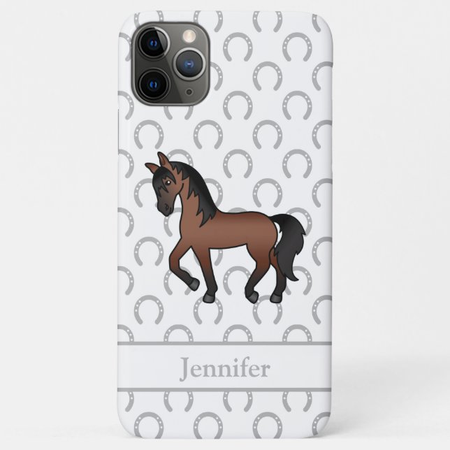 Funda De Case-Mate Para iPhone Ilustración de dibujos animados de caballo trotón  (Reverso)