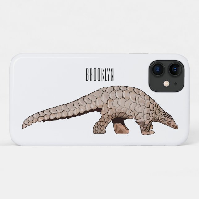 Funda De Case-Mate Para iPhone Ilustración de dibujos animados de pangolín (Reverso (horizontal))