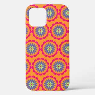 Funda Para iPhone 12 ilustración de formas florales naranja y rosa