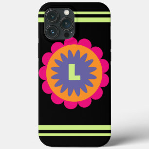 Funda Para iPhone 13 Pro Max ilustracion de formas florales naranja y rosa