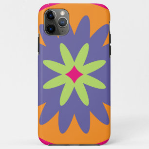 Funda Para iPhone 11 Pro Max ilustracion de formas florales naranja y rosa
