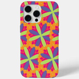 Funda Para iPhone 15 Pro Max ilustracion de formas florales naranjas