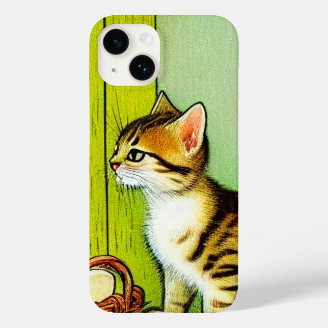 Funda De Case-Mate Para iPhone Ilustracion de gato de tabby de época (Reverso )