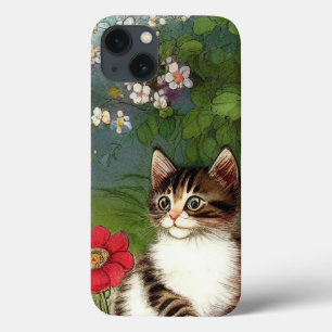 Funda Para iPhone 13 Ilustracion de gato vintage con flores de primaver