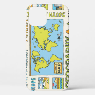 Funda Para iPhone 12 Ilustracion de geografía de época dibujado a mano
