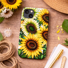 Funda Para iPhone 13 Ilustración de girasol moderno 